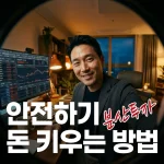 초보 투자자가 태블릿에서 분산투자 포트폴리오와 자산배분 차트를 확인하는 모습